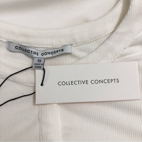 Collective Concepts Henley Bodysuit Ivory 1X NWT - Picture 5 of 6